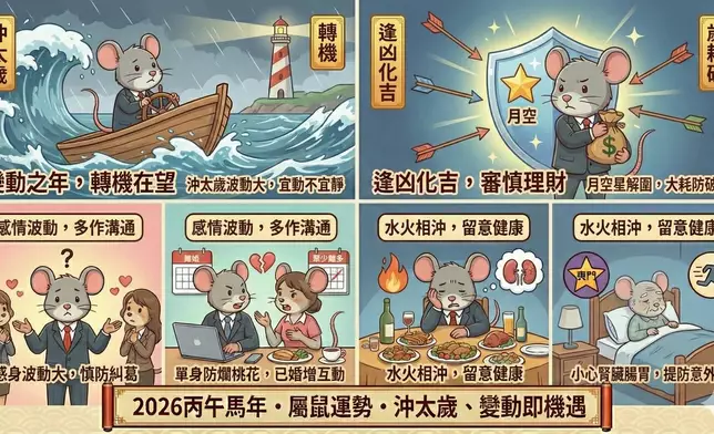 踏入2026丙午馬年，對屬鼠的朋友嚟講係一個「轉機之年」，同時亦係一個「變動之年」。AI生成