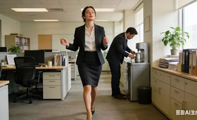 上班族每日坐逾9.5小時死亡風險急增，醫生教兩招中斷久坐傷害。AI生成圖片