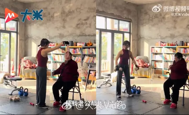 婦人二次腦出血後偏癱獲新抱陪訓練兩個月後甩輔助重拾行走能力。影片截圖