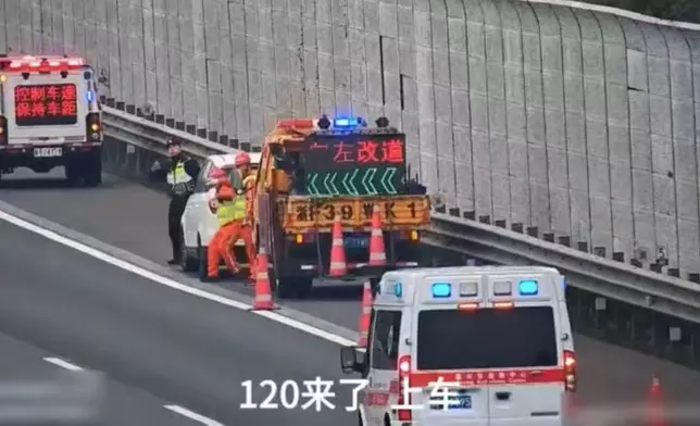 女童高速突發高燒抽搐，AI「天眼」系統監測異常發警報，交警救護速趕到助送院。影片截圖