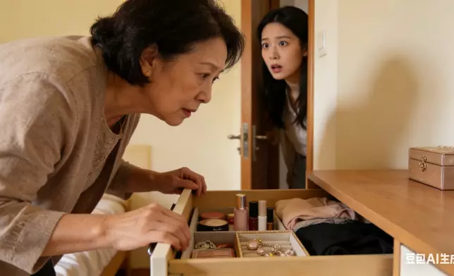 人妻新年外遊8天返家發現奶奶擅闖房間翻抽屜。AI生成圖片