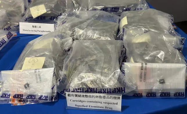 檢獲懷疑載有依托咪酯的煙彈。