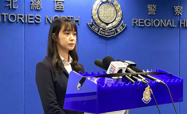 警方新界北總區科技及財富罪案組督察馬頌怡會見傳媒。