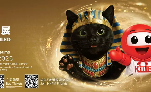 「古埃及文明大展」人氣角色「法老貓」與深受市民喜愛的「九巴仔」，結伴同遊九巴多條連接西九文化區的旅遊路線