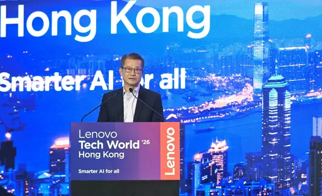 財政司司長陳茂波出席大會並致辭，指出將進一步推動AI與各行業融合。政府新聞處圖片