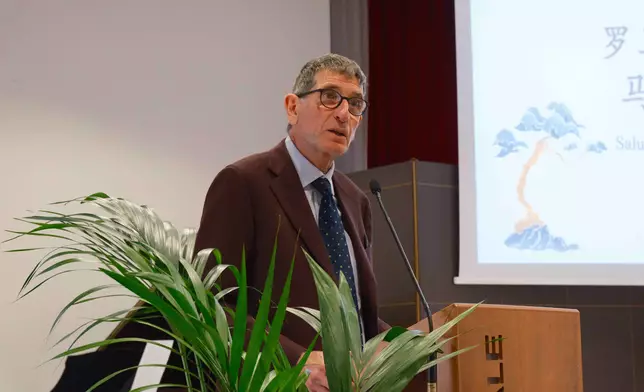 羅馬大學孔子學院意方院長馬西尼（Federico Masini）致辭。羅馬大學孔子學院圖片