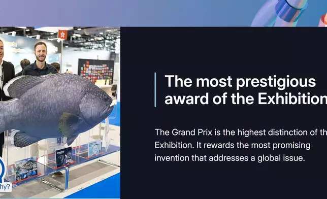本港企業The Oasis One International Limited的「熱帶海水魚類養殖產業鏈方案」，榮獲第51屆日內瓦國際發明展全場總冠軍。日內瓦國際發明展官網圖片