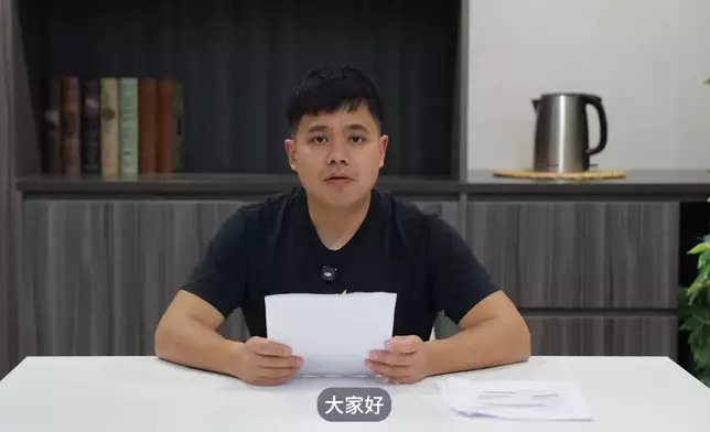 混血肥仔昨日（17日）首度拍片回應家暴芊蕙子、出軌偷食等指控。