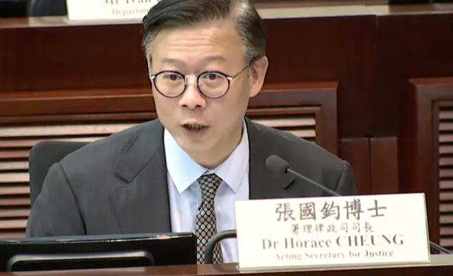 律政司副司長張國鈞。立法會直播截圖