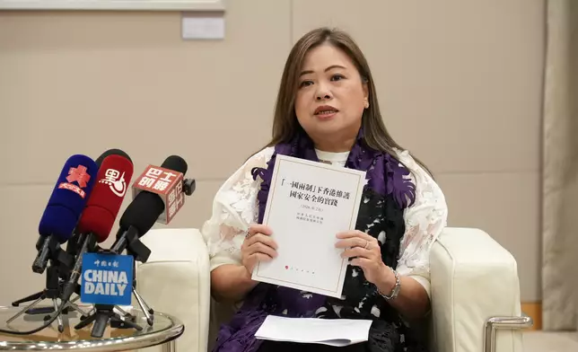 羅淑佩強調白皮書提及「以高水平安全護航『一國兩制』事業高質量發展」的重要原則（巴士的報記者攝）