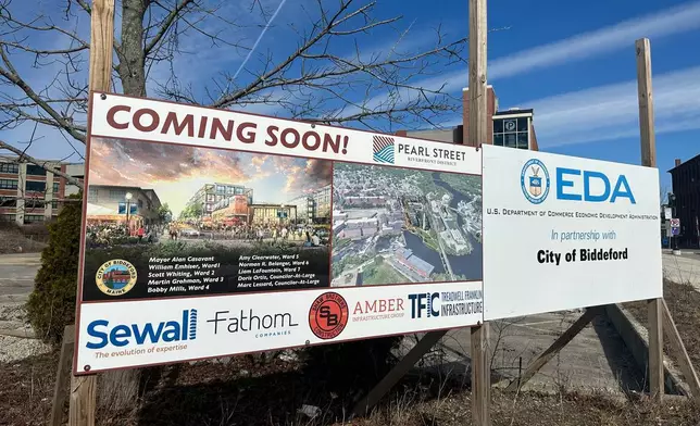 2026年3月17日周二，緬因州比迪福德（Biddeford, Maine）張貼的平價房屋項目示意圖。(美聯社圖片/Patrick Whittle) AP圖片