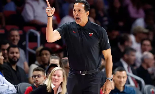 邁阿密熱火主教練艾力史波史特拉（Erik Spoelstra）。AP圖片