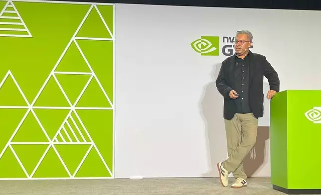 酷澎工程副總裁阿希什·蘇里亞萬希（Ashish Suryavanshi）於2026年3月17日在輝達人工智能會議暨博覽會上發言。 AP圖片