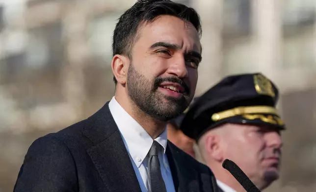 紐約市長曼達尼（Zohran Mamdani）於2026年3月9日周一在瑰西園舉行新聞發布會。(美聯社圖片/Angelina Katsanis) AP圖片