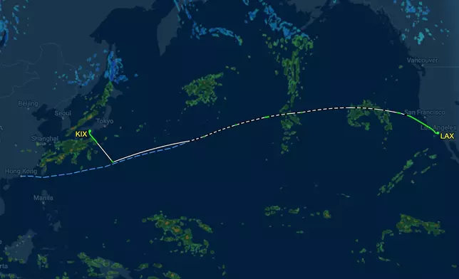 出事CX883航機的飛行路線。FlightAware 圖片