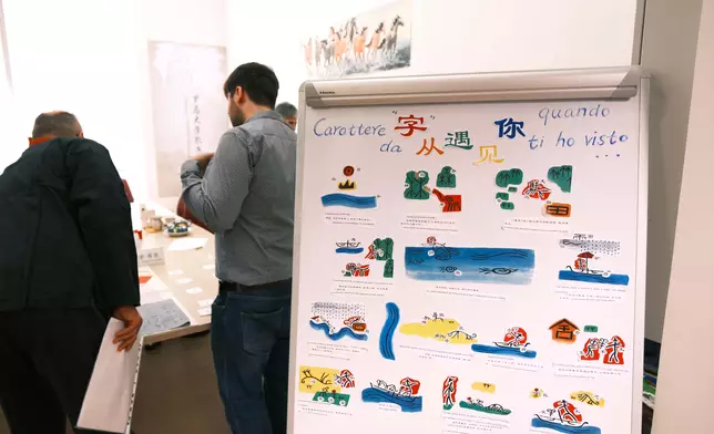 在17日的活動現場，設置了「漢字·書法」、「茶藝體驗」、「中國畫」三大互動體驗區。圖片來源：羅馬大學孔子學院