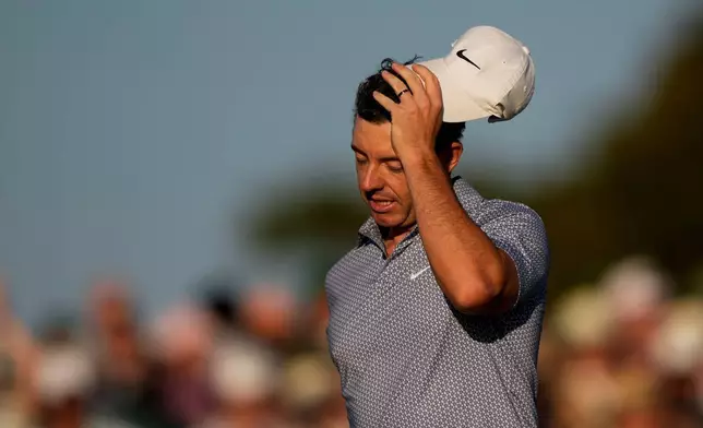 北愛爾蘭球手羅利麥克羅伊（Rory McIlroy）在佐治亞州奧古斯塔的奧古斯塔國家高爾夫球會，於2026年4月11日周六舉行的美國大師賽第三輪比賽後走下果嶺。(美聯社圖片/Matt Slocum) AP圖片