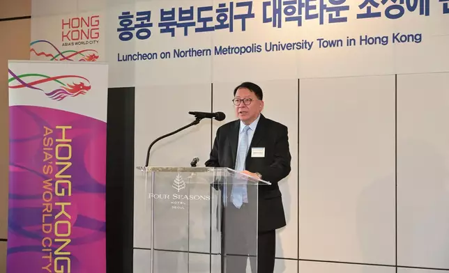 陳國基在一個交流午宴致辭。政府新聞處圖片