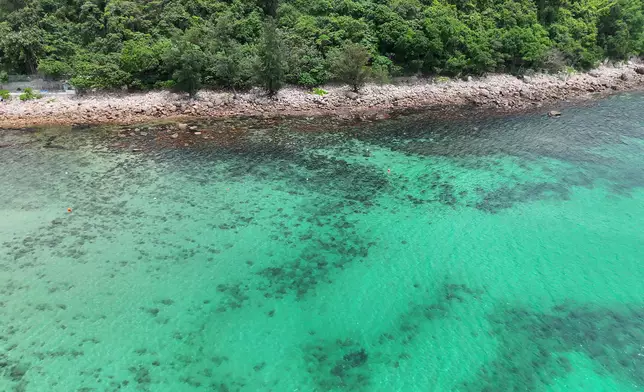 當局以無人機監控橋咀洲沙灘及沿岸區域的情況。政府新聞處圖片