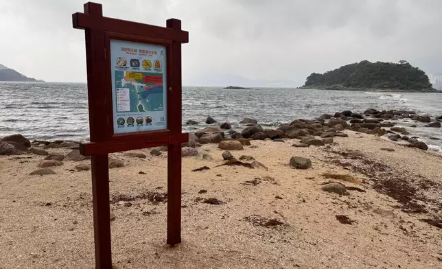 漁護署於橋咀洲設置的珊瑚友善路線地圖指示牌。 政府新聞處圖片
