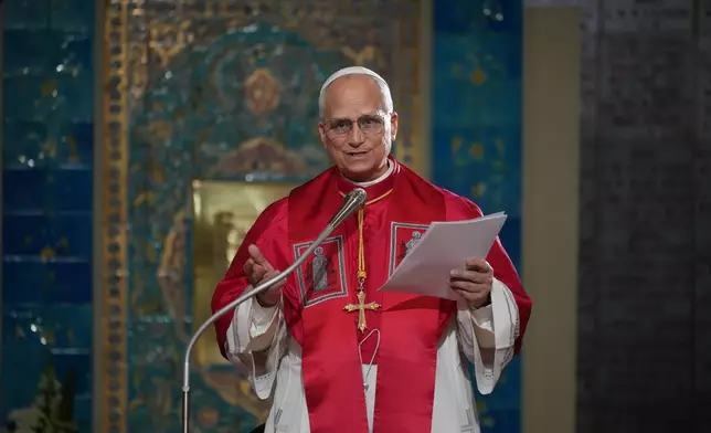 教宗良十四世（Pope Leo XIV）於2026年4月13日周一在阿爾及爾（Algiers）非洲聖母宗座聖殿（Basilica of Our Lady of Africa）會見阿爾及利亞社群，展開為期11天的非洲牧靈之旅首日行程。(美聯社圖片/Andrew Medichini) AP圖片