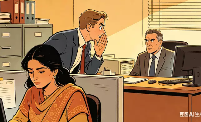 港女表示發現，身邊的同事表面上親切友善，實則「笑裏藏刀」，經常向經理打小報告。AI生成圖片