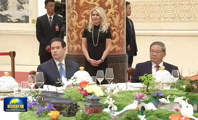 總理李強(右)和美國國務卿魯比奧(左)皆有出席歡迎晚宴。