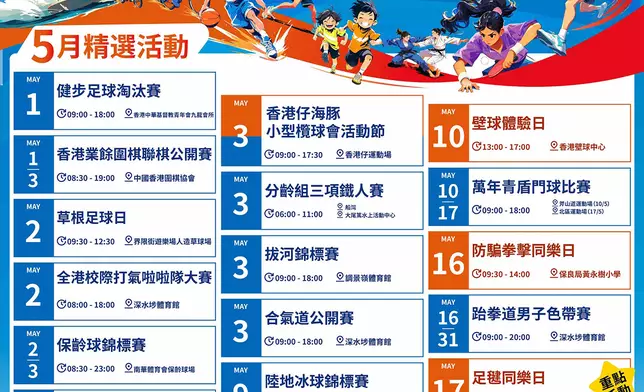 第 69 屆體育節 — 5 月精選活動一覽