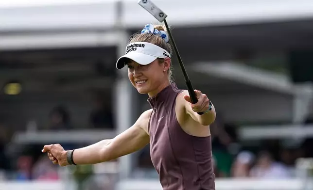 尼莉哥達於2026年4月26日（周日）在侯斯頓舉行的「雪佛龍錦標賽（Chevron Championship）」LPGA高爾夫球賽中奪冠後慶祝。(美聯社圖片/David J. Phillip) AP圖片