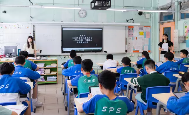 小六學生於中國語文視聽資訊評估試行e-TSA。香港考試及評核局提供