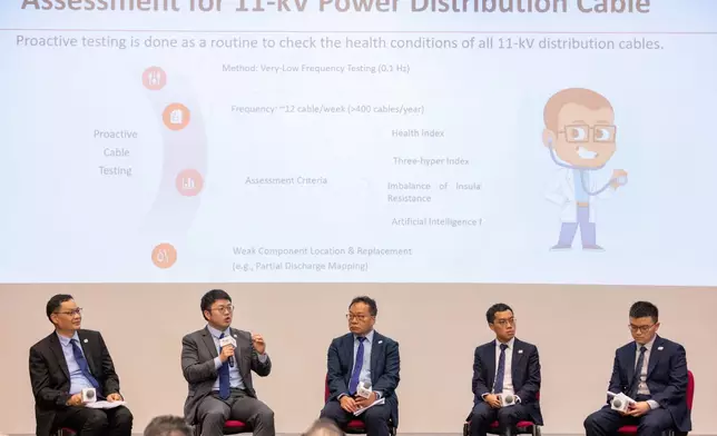 港燈輸配電科團隊現場分享工程專著編纂經驗，並透過技術圖表介紹維持世界級供電可靠度的關鍵。