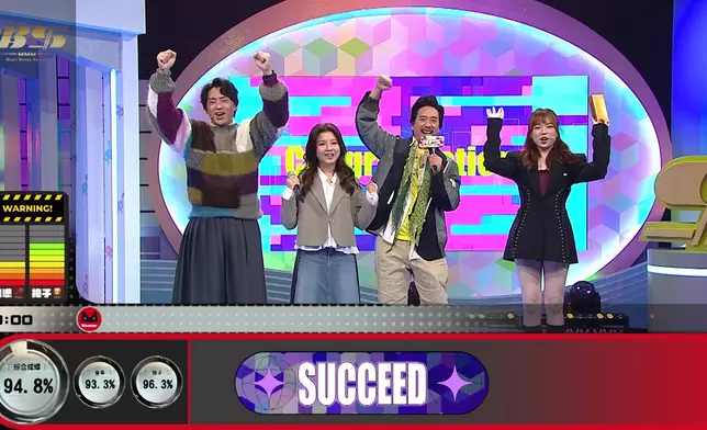 劉愷蕎挑戰神曲《傷逝》，有驚無險打爆機，三位主持都戥她開心。