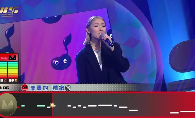 李然挑戰Monster神曲《溝渠暢泳》，唱剩12秒終於失敗，她失望到踎地。