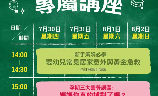 免費營養諮詢及護士講座。
