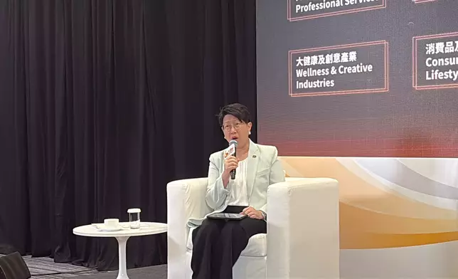 貿發局總裁張淑芬發言。巴士的報記者攝