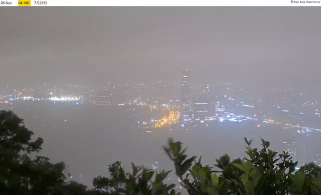 早上4時10分的維港。天文台圖片