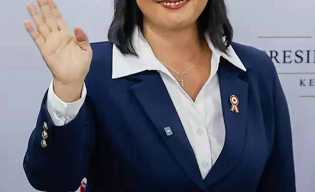 候任總統藤森惠子在秘魯利馬舉行記者會，此前選舉當局宣布她在總統決選中勝出，攝於二零二六年七月三日周五。(美聯社圖片/Bruno Elias) AP圖片