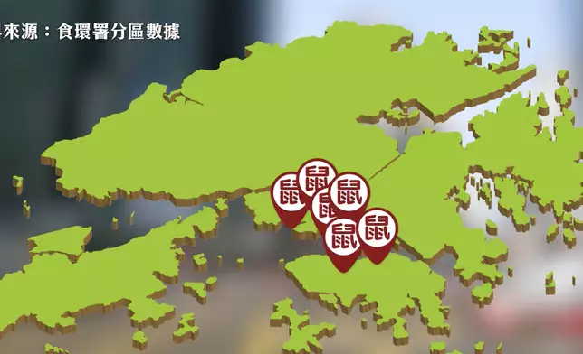 數據顯示深水埗及油尖旺等多區鼠患較嚴重。來源：巴士的AITV《香港大數據》