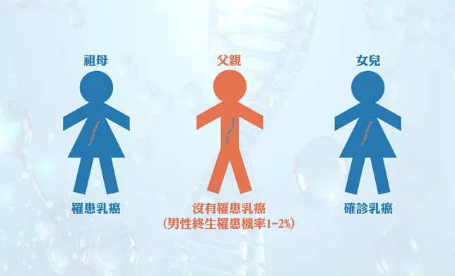 鄺靄慧教授詳細講解乳癌基因突變嘅遺傳機率。