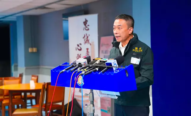 警方邊界警區助理指揮官行動及刑事警司陳啟澤會見傳媒。