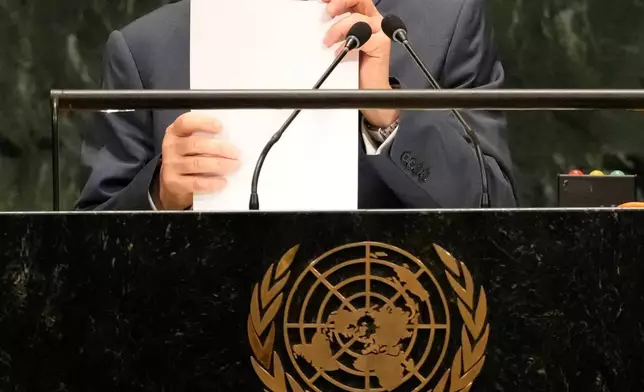 匈牙利總統安德拉斯·巴卡，周四（2026年9月24日）在聯合國總部舉行的第81屆聯合國大會上發言。(美聯社圖片/Seth Wenig) AP圖片
