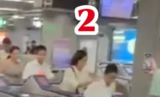 網上流傳片段，顯示港鐵尖沙咀站懷疑有人集體「衝閘」逃票。threads影片截圖