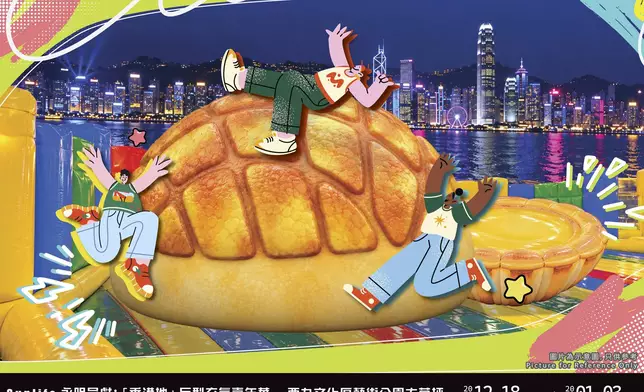 「美食街」巨型菠蘿包與蛋撻夜景充氣彈床