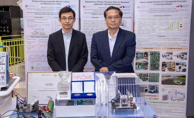 理大電機及電子工程學系電能工程講座教授鄒國棠教授(右)及助理教授劉偉教授(左) 帶領的研究為可傳輸光、熱與機械能的無線能源網絡鋪路。相關研究已發表於《自然綜述：電氣工程》，並分別於第50屆瑞士日內瓦「國際發明展」獲得評審團嘉許金獎及於「第四屆亞洲創新發明展覽會 —— 香港」獲得全場總冠軍和金獎。