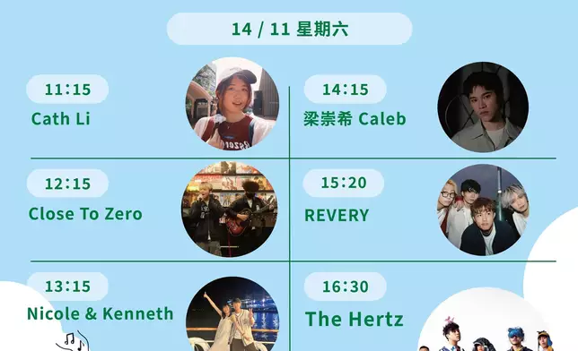 11月14日星期六音樂祭表演時間表