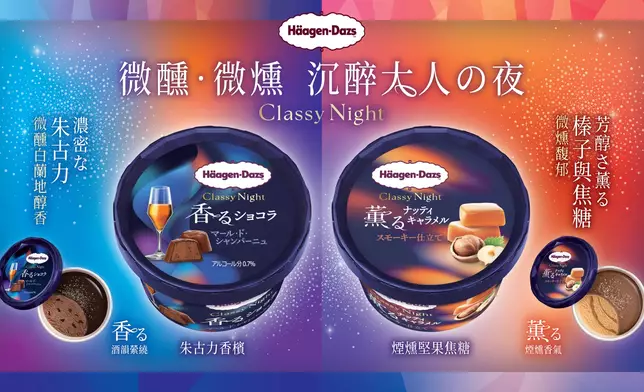 Häagen-Dazs™ 日本版全新Classy Night系列朱古力香檳及煙燻堅果焦糖冰凍甜點迷你杯宣傳海報
