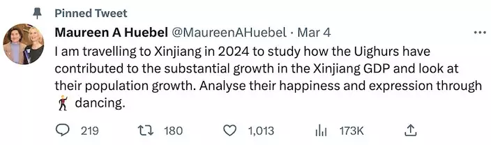 莫琳·許貝爾社交媒體個人賬號截屏。