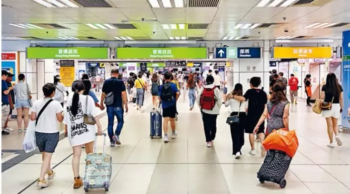 港人北上消費爆熱潮，今年頭7個月，入境內地和澳門的人數持續猛升，7月份達到583萬人次高峯，令香港飲食及零售業吹起淡風。