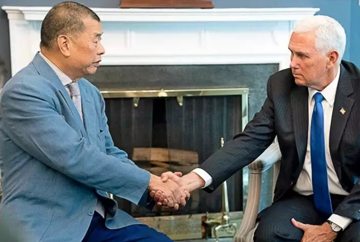 黎智英2019年7月赴美，獲美國副總統彭斯接見。
