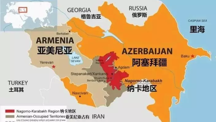 納卡地區是阿塞拜疆內的一個亞美尼亞人孤島。
